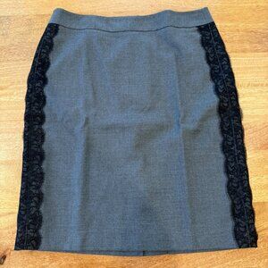 LOFT Grey and Black Lace Pencil Skirt